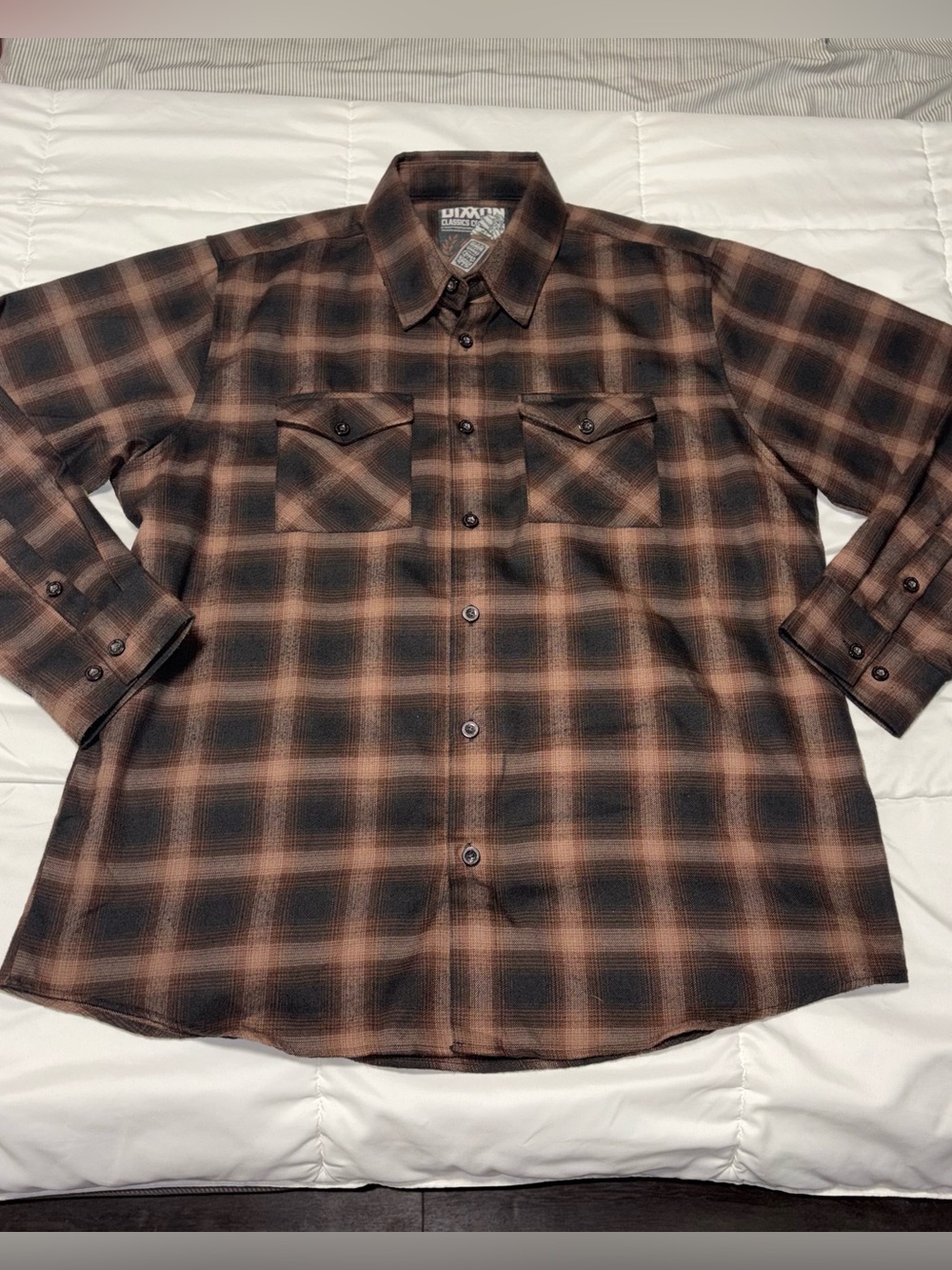 DIXXON | Bourbon Flannel Shirt Mens XL Plaid Long Sleeve Polyester RARE
